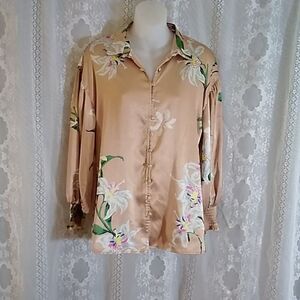 CALLIGRAPHIE WOMEN'S TOP BLOUSE LONG SLEEVES SIZE S